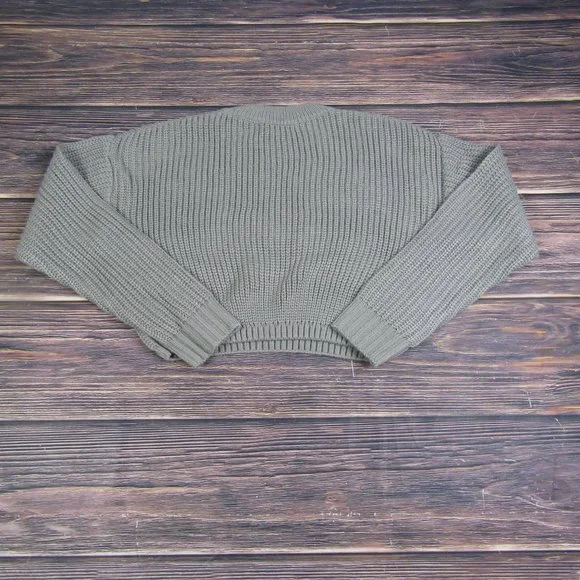 Elodie NEW Small Gray Crewneck Crop Sweater Knit Winter Acrylic - Picture 7 of 7